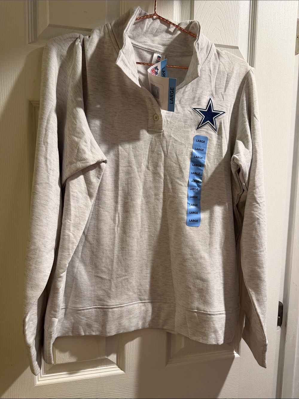 NFL Dallas Cowboys Heather Gray Hoodie with Navy Star Patch